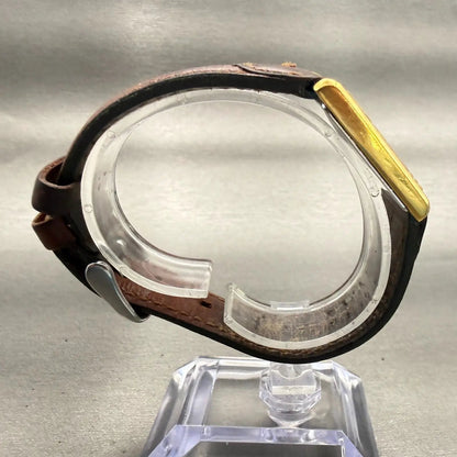 Seiko Watch Men 25mm Gold Dial Gold Tone Rectangle V700-5K30 New Battery Vintage8