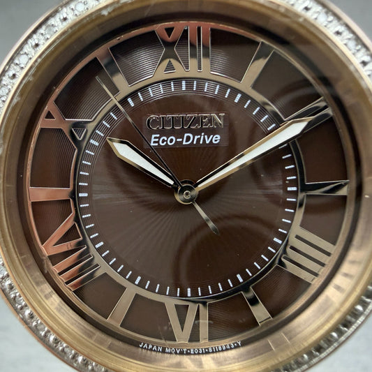 Citizen Eco-Drive Watch Women 34mm Brown Dial Rose Gold Tone E031-S082021 Runs1