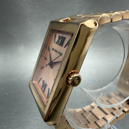 Michael Kors Nash Tank Watch Women 26mm Rose Dial Rose Gold Tone MK-3287 New Bat2