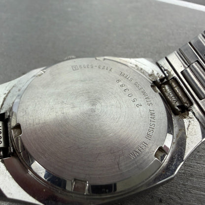 Seiko SQ Watch Men 35mm White Dial Silver Tone Daydate Octagon 7123-5359 New Bat9