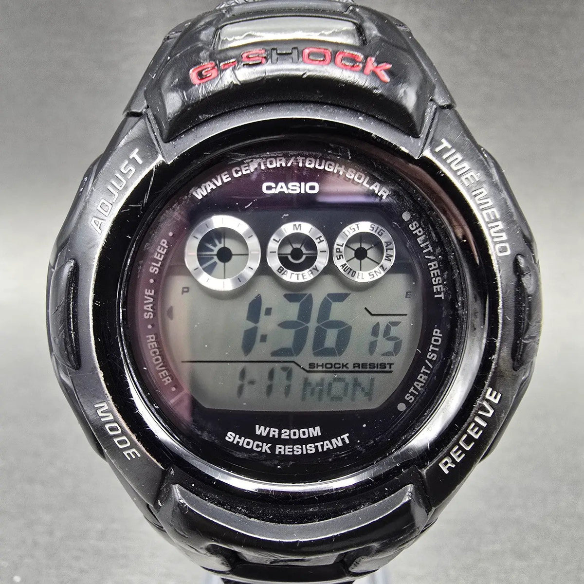 Casio G-Shock GW-530A Watch Men 46mm Black Alarm Chronograph Digital Works Solar0