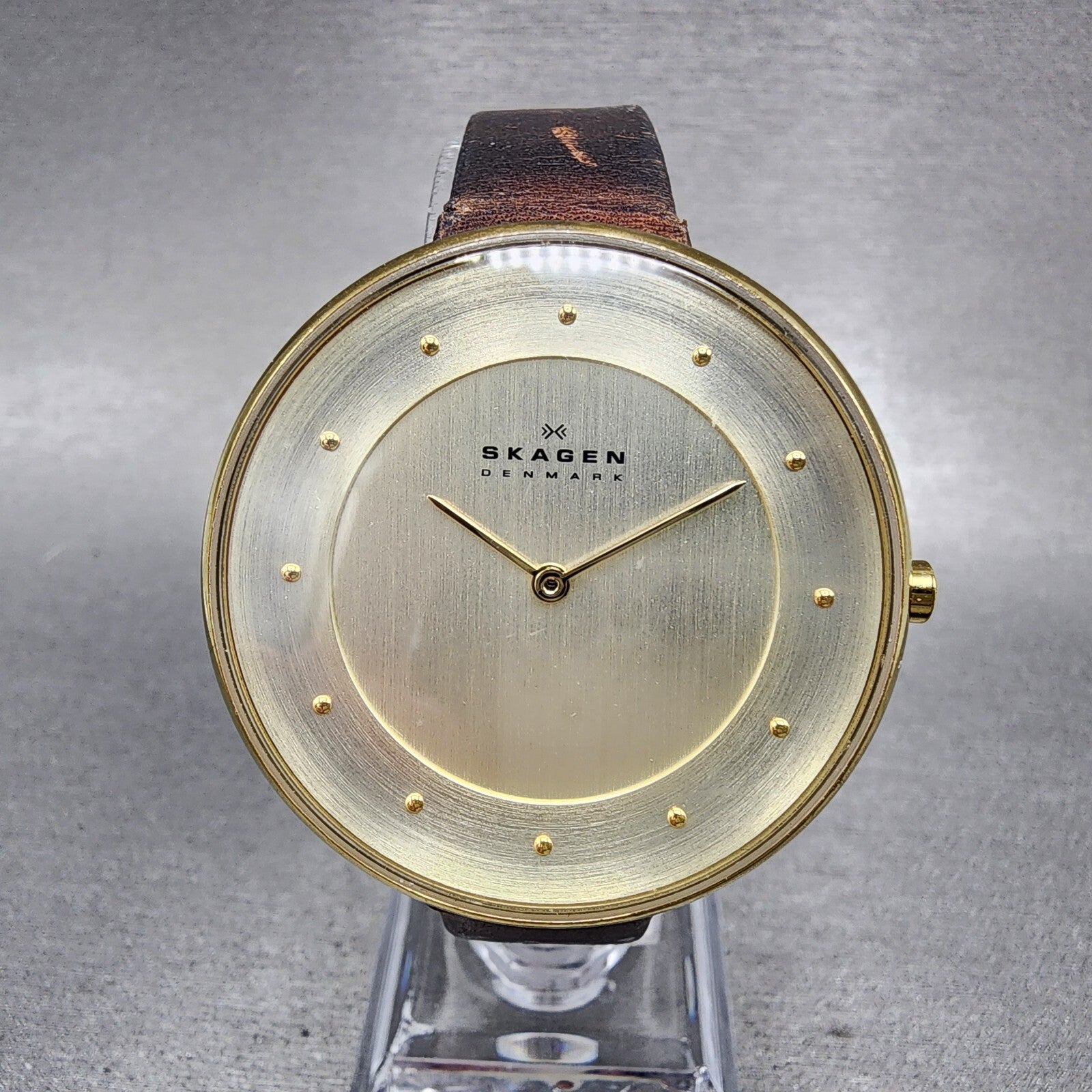 Skagen Gitte Watch Women 38mm Champagne Dial Gold Tone Round SKW2138 New Batt0