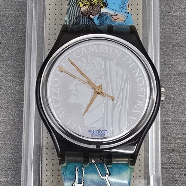 Swatch Le Poème Watch Men 34mm Silver Dial Black Case GM123 New Battery NOS1