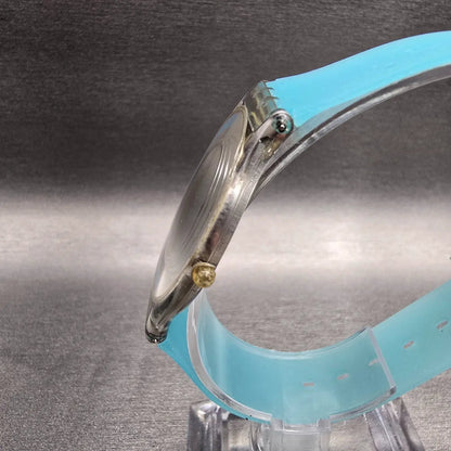 Swatch Skin Mille Linie Watch Women 34mm Silver Dial Clear Case SFK140 New Batt2