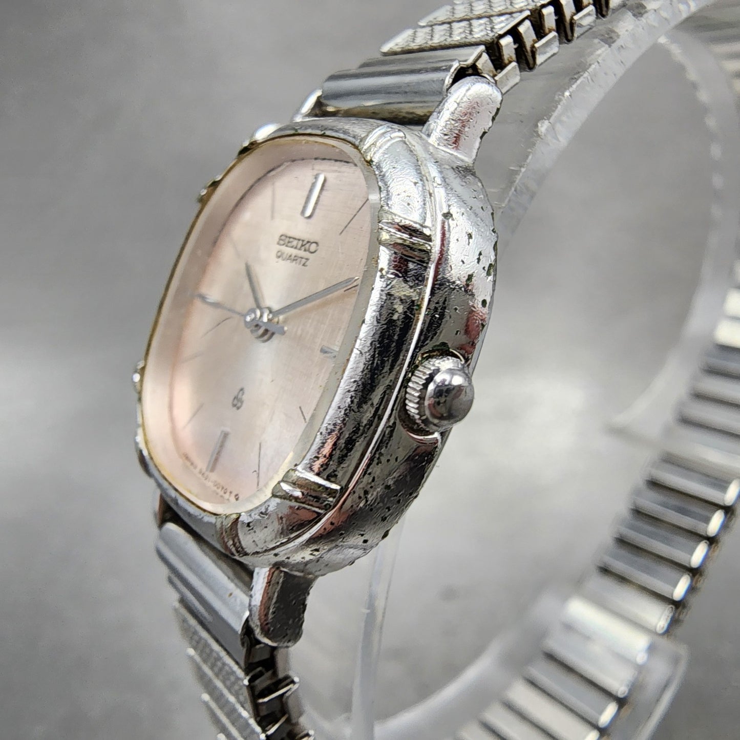 Seiko Watch Women 21mm Silver Dial SilverTone Rectangle 34215000 New Battery1