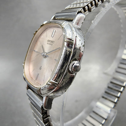 Seiko Watch Women 21mm Silver Dial SilverTone Rectangle 34215000 New Battery1
