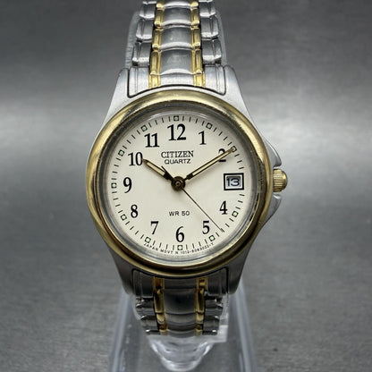 Citizen Watch Women 24mm Cream Dial Two Tone Date Round 1012-S038375 New Batt AB0