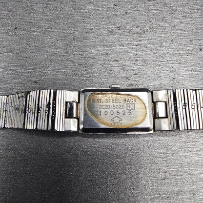 Seiko Tank Watch Women 12mm Silver Dial Silver Tone Rectangle 2E20-5029 New Batt10