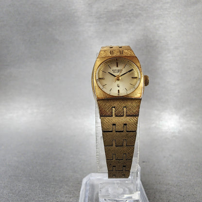 Citizen CQ Watch Women 18mm Champagne Dial Gold Tone 4752457 New Battery6