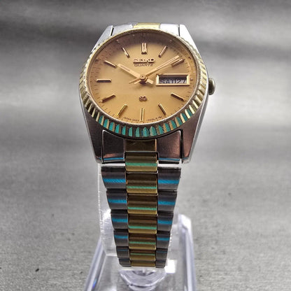 Seiko SQ Watch Women 24mm Gold Dial Two Tone Daydate 2A23-0030 New Battery VTG5
