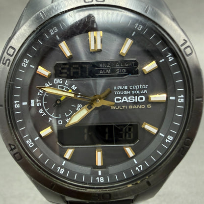 Casio Waveceptor WVA-M650 Watch Men 44mm Analog Digital Black Round Chrono RunsA1