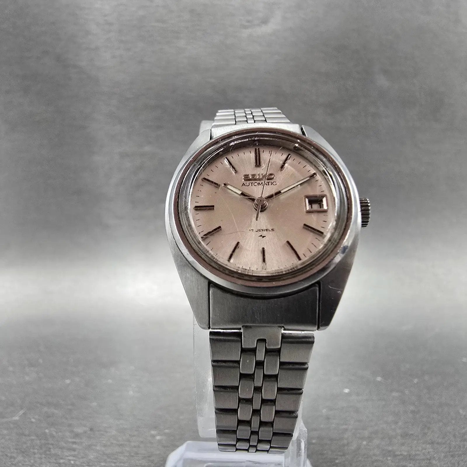 Seiko Automatic Watch Women 25mm Silver Dial Silver Tone Date 4205-0170 Runs6
