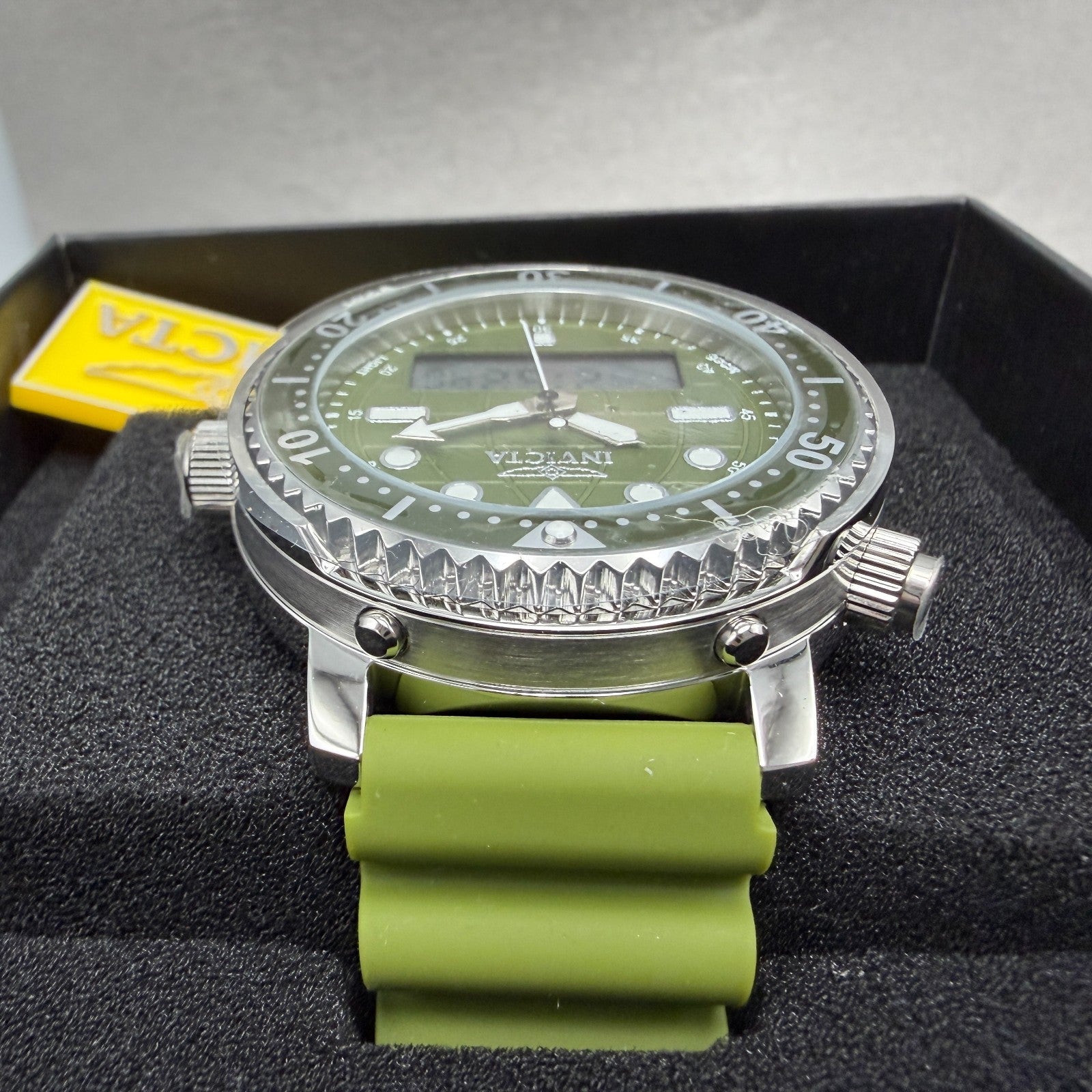 Invicta Pro Diver Watch Men 47mm Analog Digital Green Dial Steel Chrono 494505