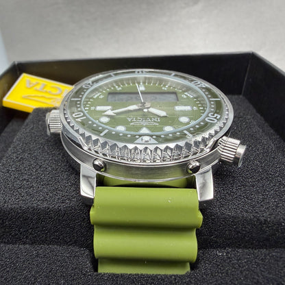 Invicta Pro Diver Watch Men 47mm Analog Digital Green Dial Steel Chrono 494505