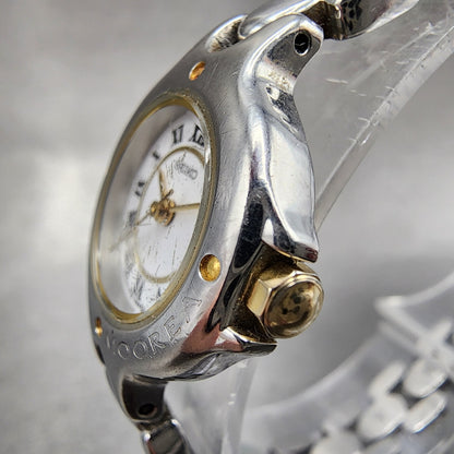 Seiko Watch Women 20mm White Dial Two Tone Round 1f21-0a50 New Battery