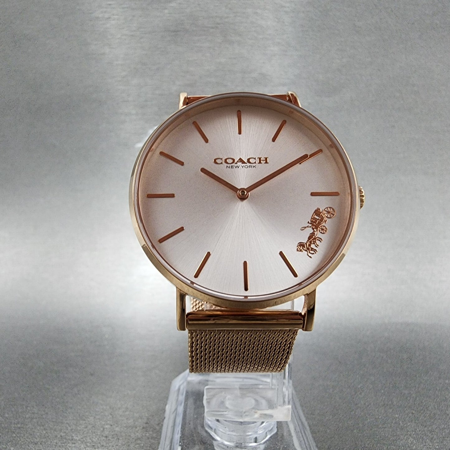 Coach Perry Horse Watch Women 36mm White Dial Rose Gold Tone Round 145031265