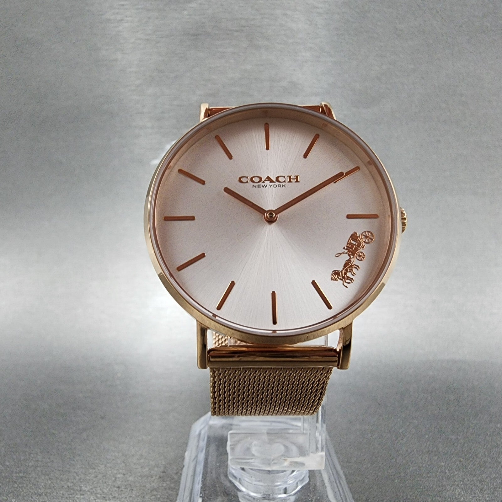 Coach Perry Horse Watch Women 36mm White Dial Rose Gold Tone Round 145031265