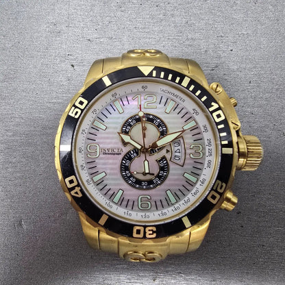 Invicta Corduba Chronograph Dive Watch Men 52mm MOP Dial Gold Tone 4899 NewBat0