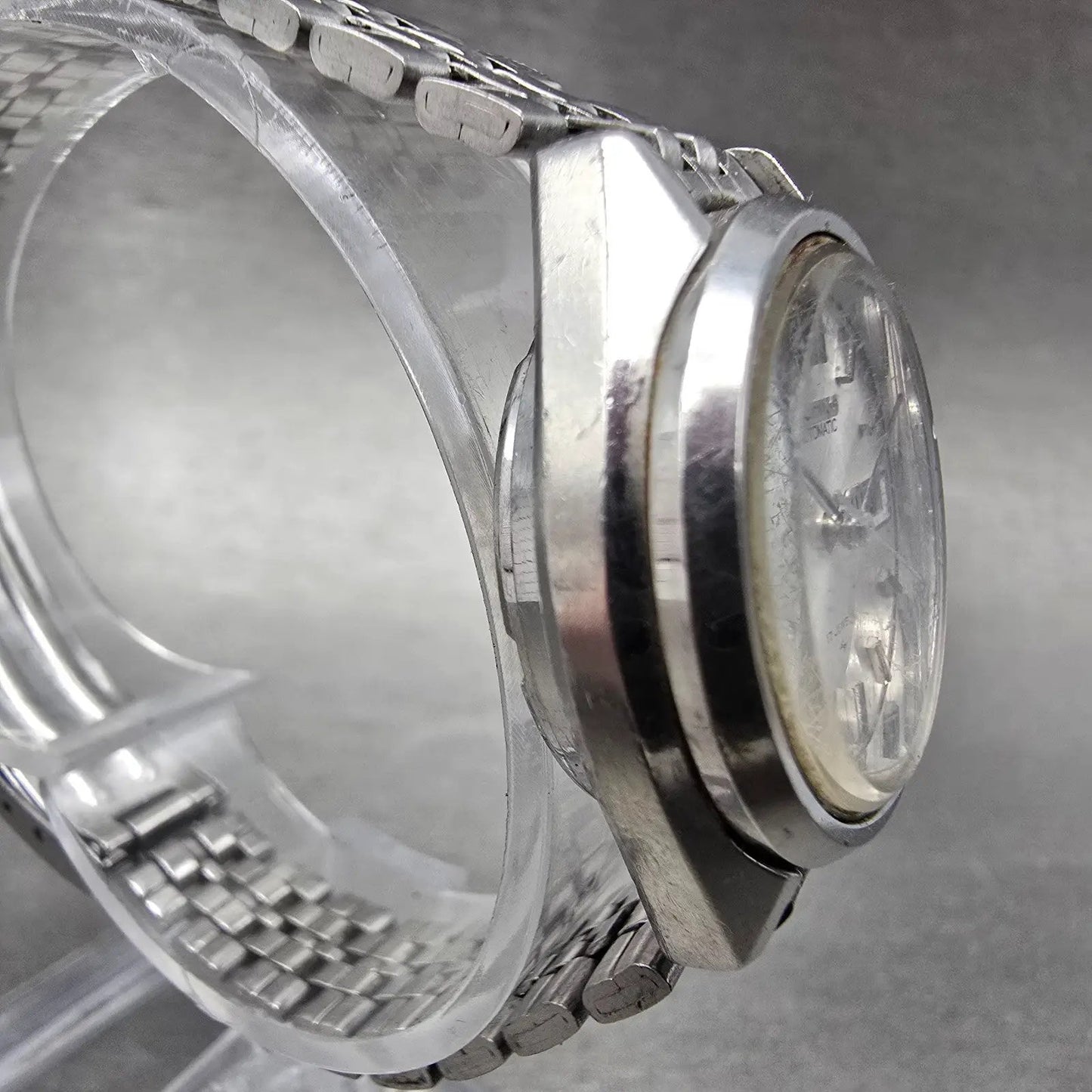 Seiko Automatic Watch Women 27mm Silver Dial Silver Tone Daydate 2206-0470 PARTS5