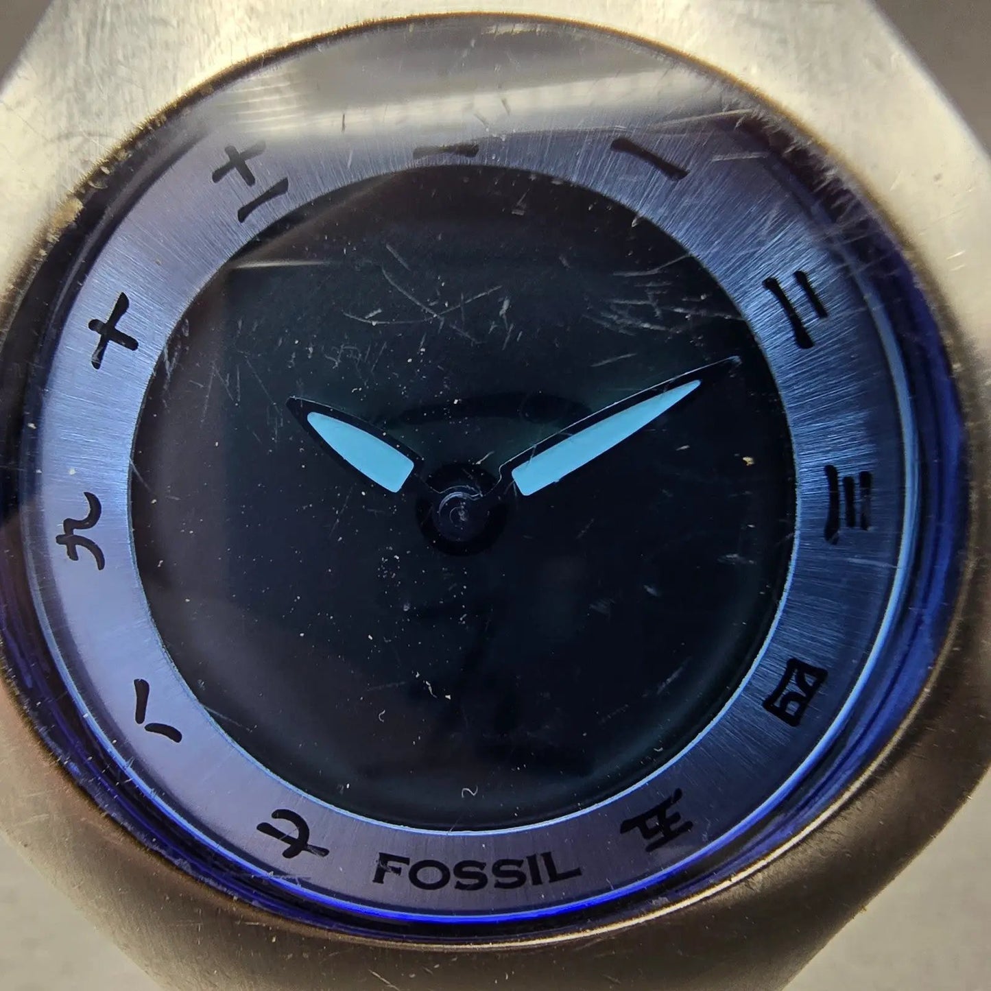 Fossil Big Tic Watch Men 41mm Blue Dial Silver Tone Round JR-7999 PARTS2