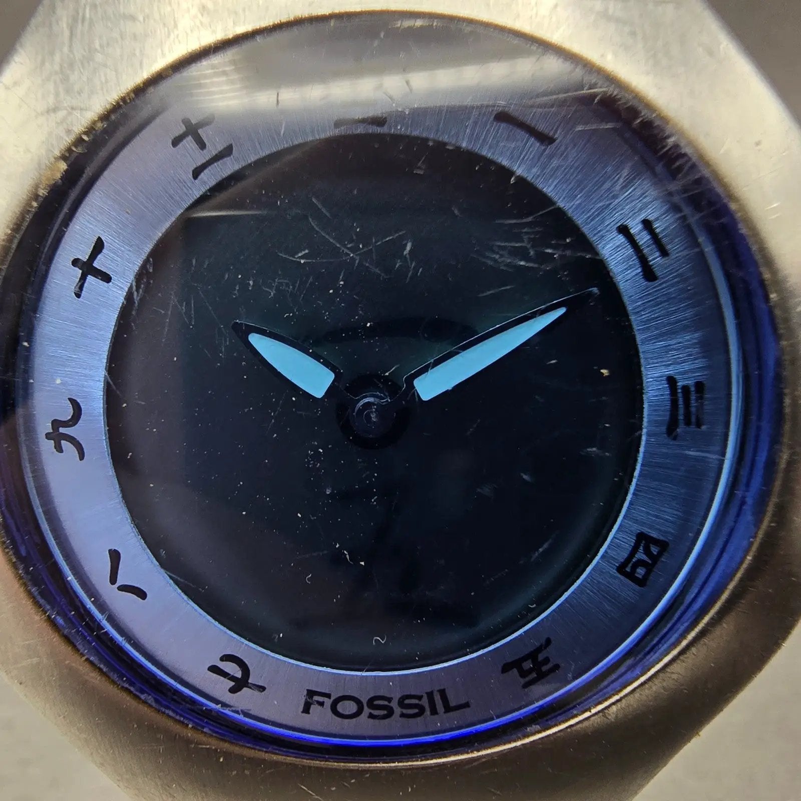 Fossil Big Tic Watch Men 41mm Blue Dial Silver Tone Round JR-7999 PARTS2