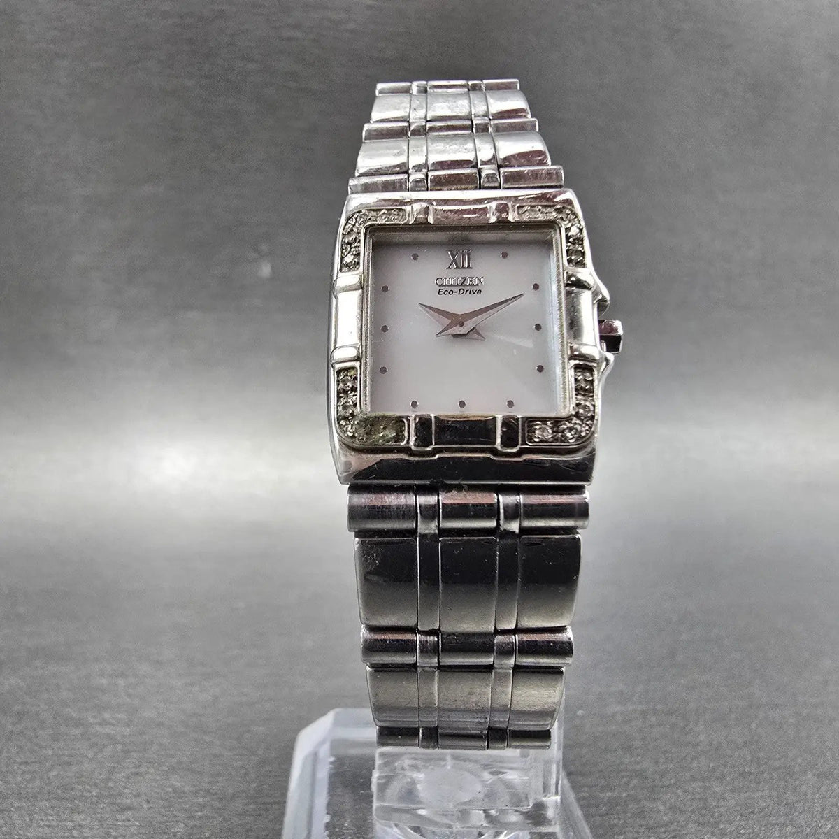 Citizen Eco-Drive Tank Watch Women 20mm White Dial Silver B023-S001439 Runs5