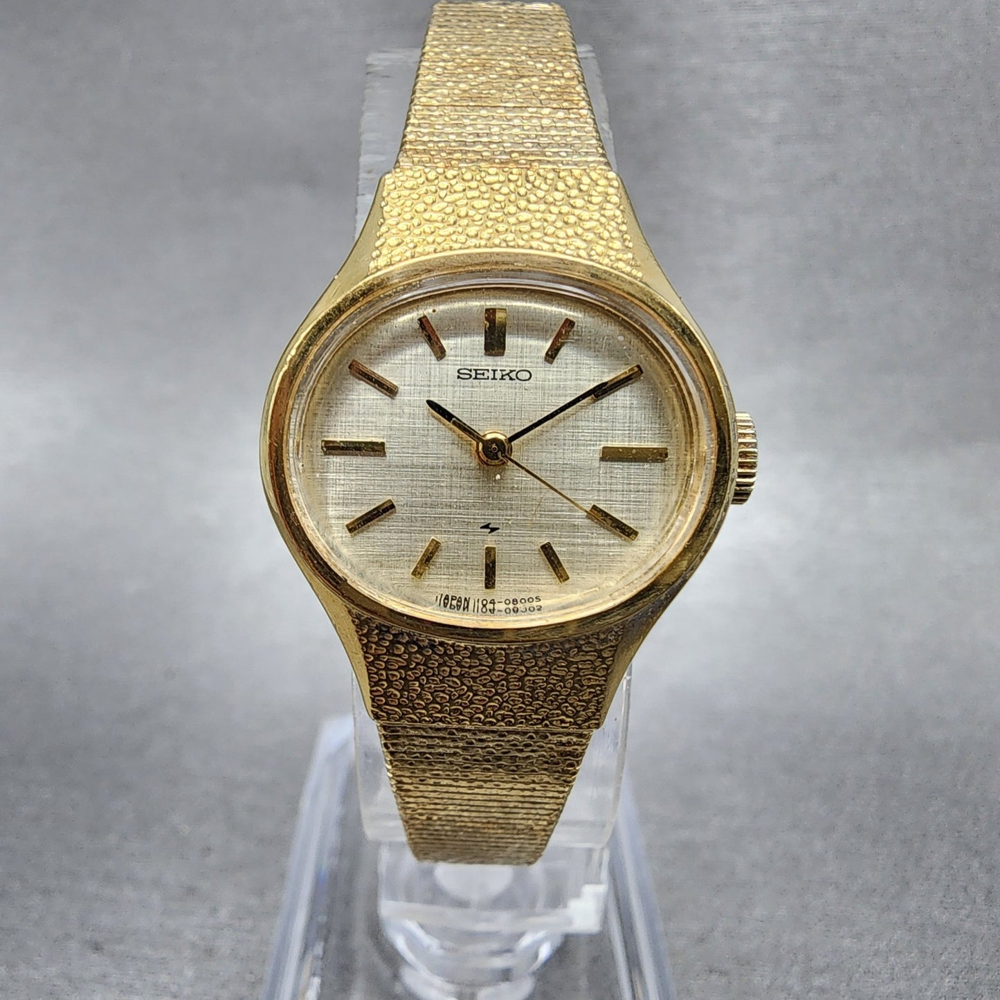 Seiko Watch Women 22mm Champagne Dial Gold Tone Oval Manual 11047140 Runs0