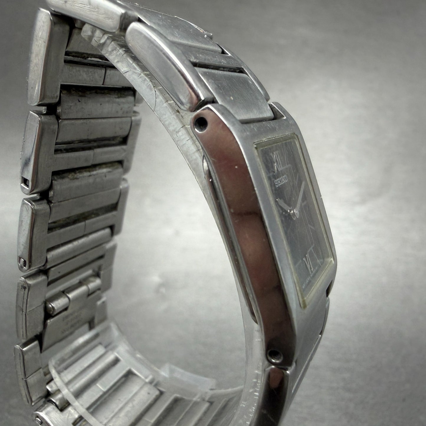 Seiko Tank Watch Women 20mm Black Dial Silver Tone 1N00-6T40 New Battery Vintage3