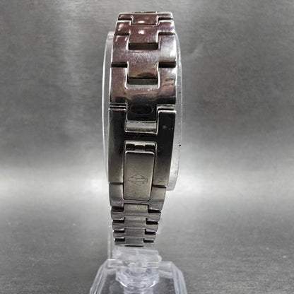 Bulova Harley Davidson Watch Women 20mm White Dial Silver Rectangle New Battery7