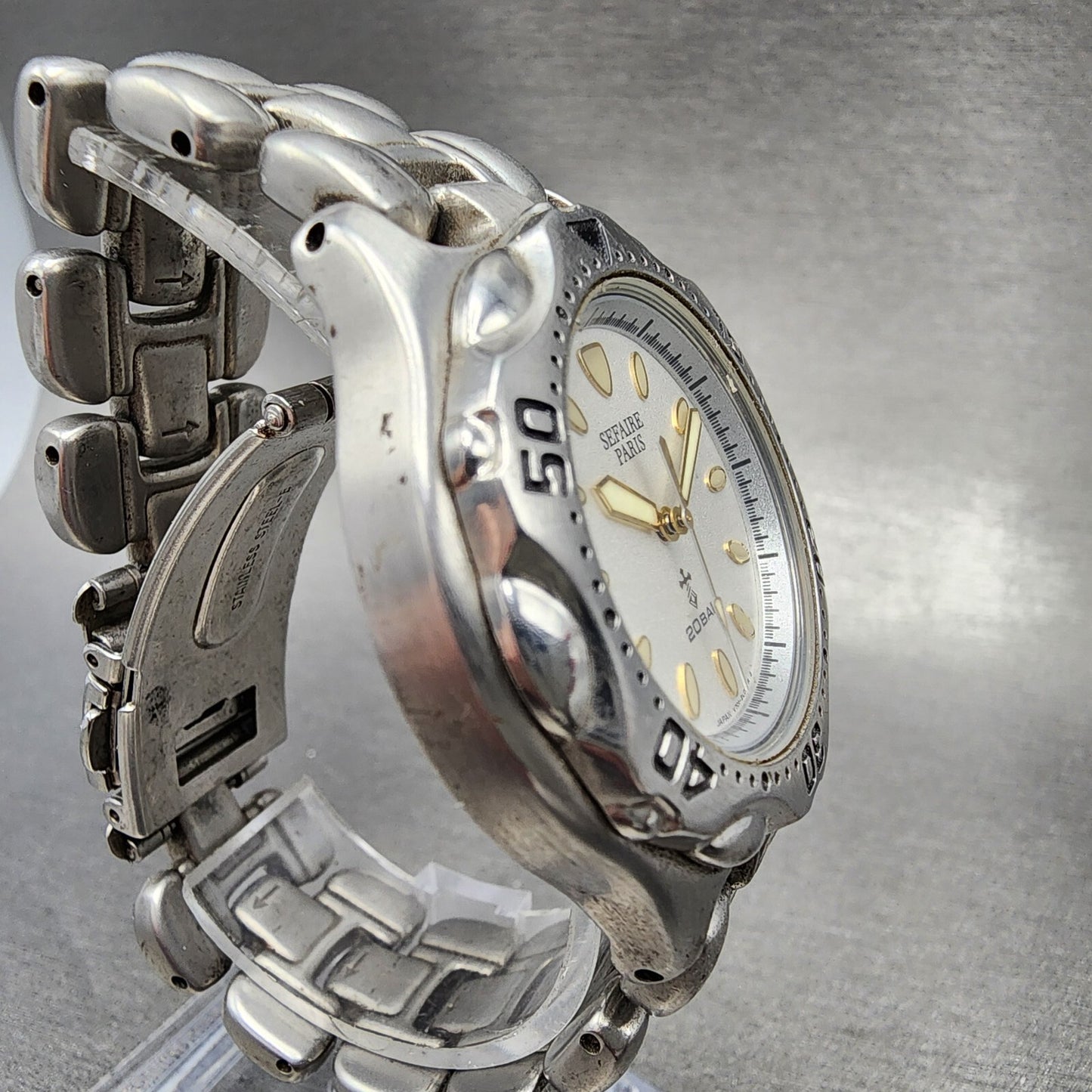 Seiko ALBA Sefaire Dive Watch Men 38mm White Dial Steel Round V7011Y50 New Batt3