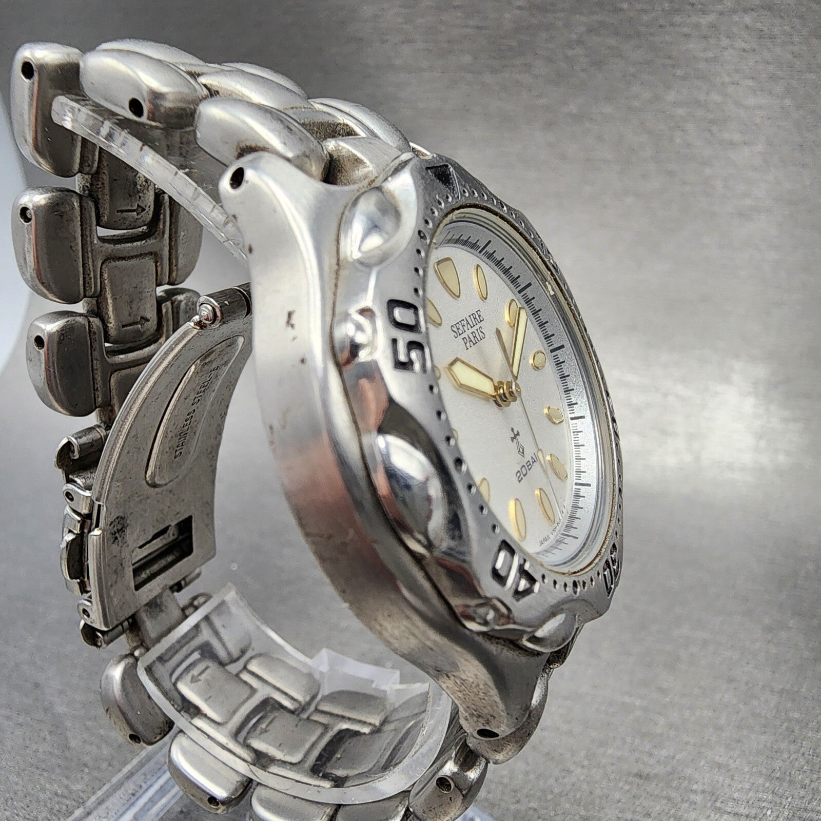 Seiko ALBA Sefaire Dive Watch Men 38mm White Dial Steel Round V7011Y50 New Batt3