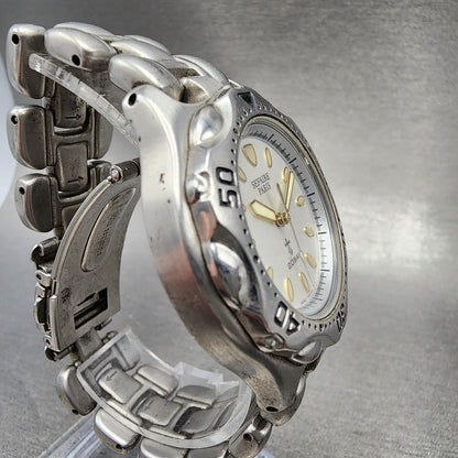 Seiko ALBA Sefaire Dive Watch Men 38mm White Dial Steel Round V7011Y50 New Batt3