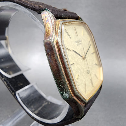 Seiko Watch Men 31mm Champagne Dial Gold Tone Octagon 94415040 New Battery3