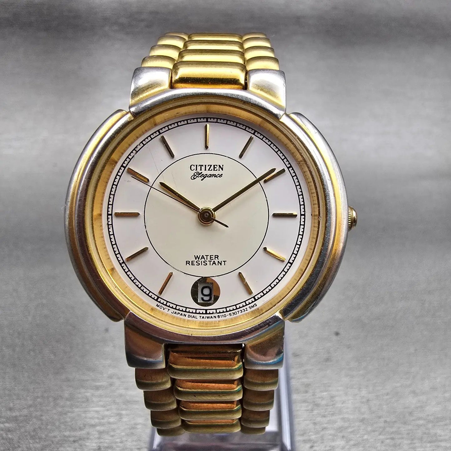 Citizen Elegance Watch Men 34mm White Dial Two Tone Date 6110-S07718 New Battery0