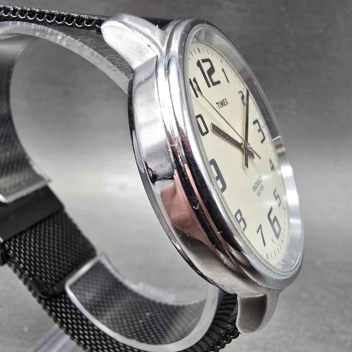 Timex Easy Reader Watch Men 43mm Cream Dial Silver Round New Battery T282013