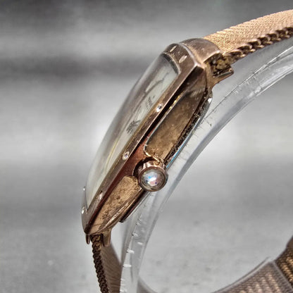 Skagen Denmark Watch Women 24mm MOP Dial Gold Tone Rectangle 396XSRR New Battery2