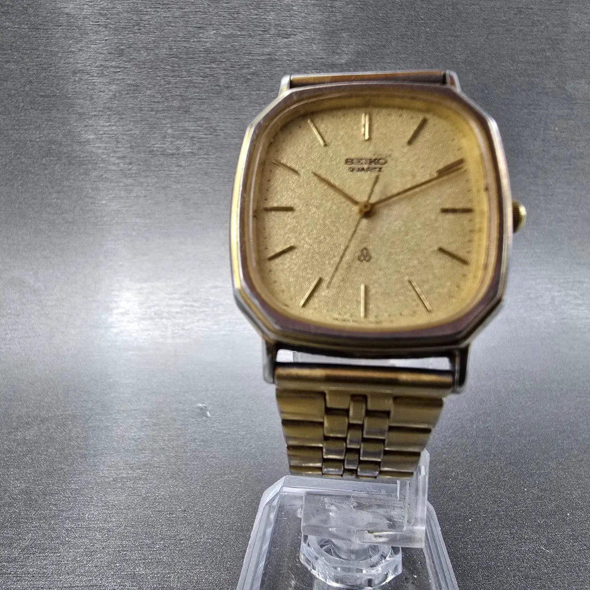 Seiko Tank Watch Men 30mm Champagne Dial Gold Tone Octagon 6431-5030 PARTS6