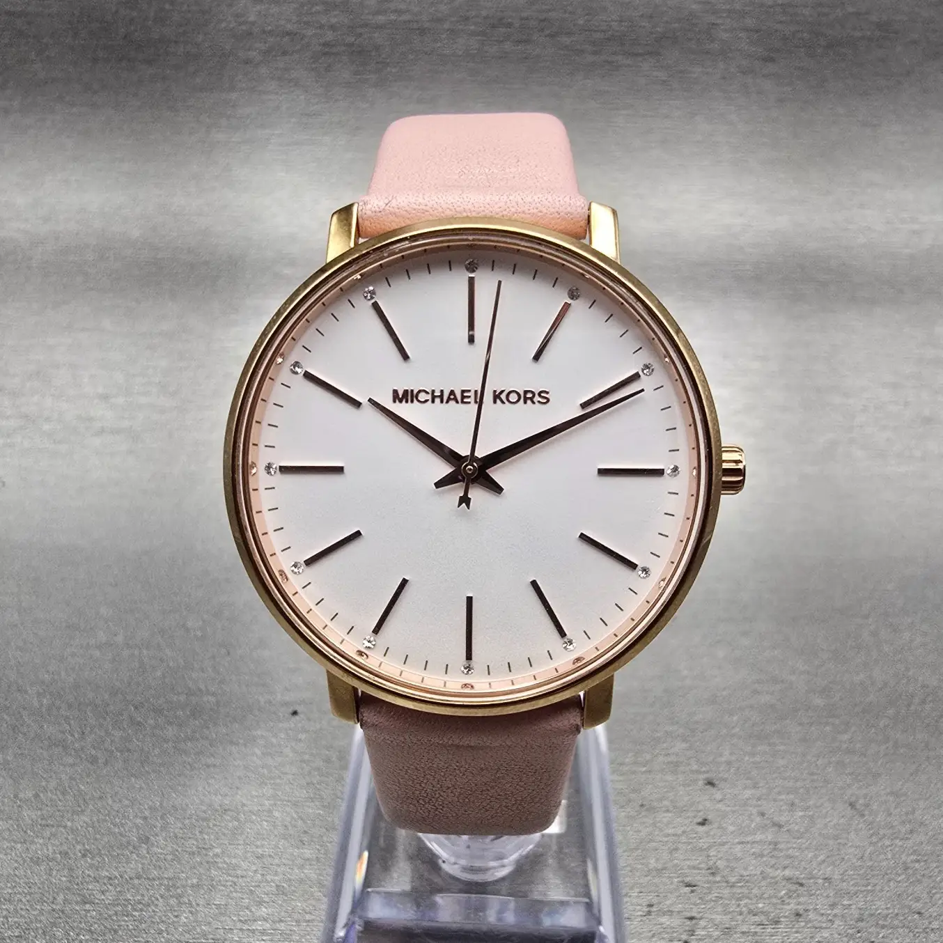 Michael Kors Pyper Watch Women 38mm White Dial Rose Gold Round MK2741 New Batt1