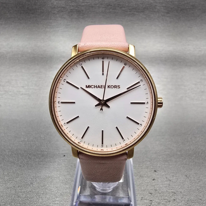 Michael Kors Pyper Watch Women 38mm White Dial Rose Gold Round MK2741 New Batt1