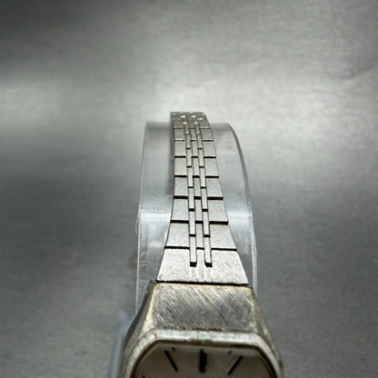 Seiko Tank Watch Women 20mm Silver Dial Silver Tone Manual 1120-3120 Runs4