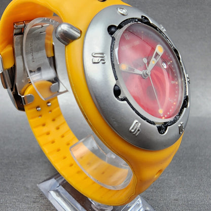 Nike Dive Watch Men 43mm Red Dial Orange Tone Date Round 131770 New Battery