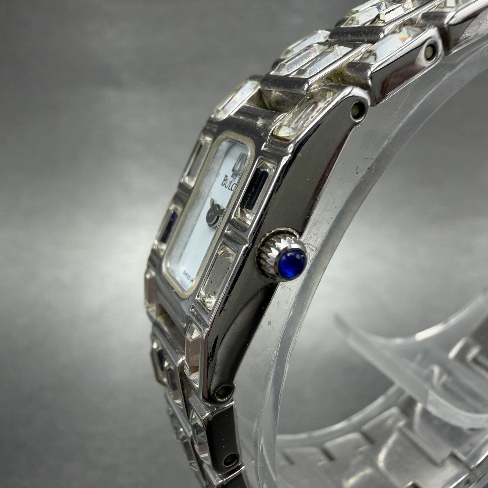 Bulova Tank Watch Women 14mm White Dial Silver Tone Crystal Accent 96L22 NewBat2