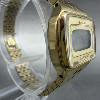 Seiko Digital Watch Women 23mm Gold Tone Month Date L012-4009 New Battery3