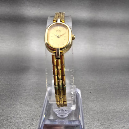 Seiko Watch Women 14mm Gold Dial Gold Tone Oval 1F20-5A49 New Battery Vintage5