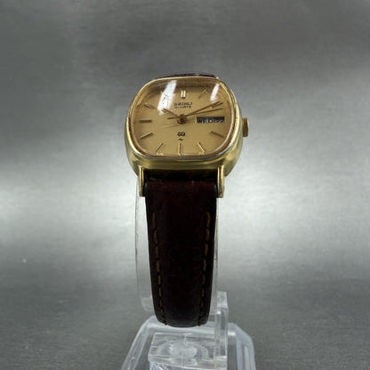 Seiko SQ Watch Women 21mm Champagne Dial Gold Tone Daydate 8523-5009 New Batt JO5