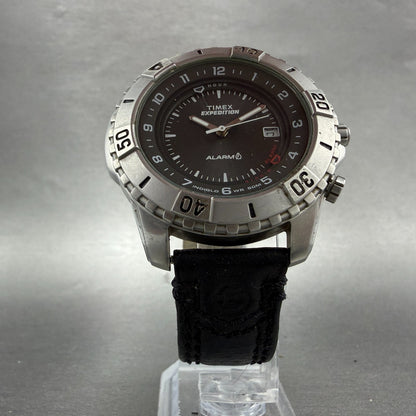 Timex Expedition Watch Men 42mm Gray Dial Silver Tone Alarm Date New Batt5