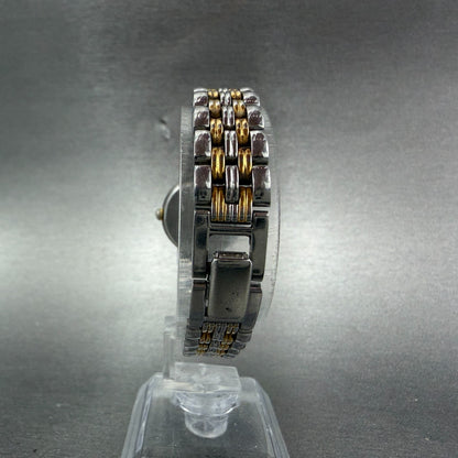 Seiko Watch Women 23mm Black Dial Two Tone Date Round 7N82-0228 New Battery 5437