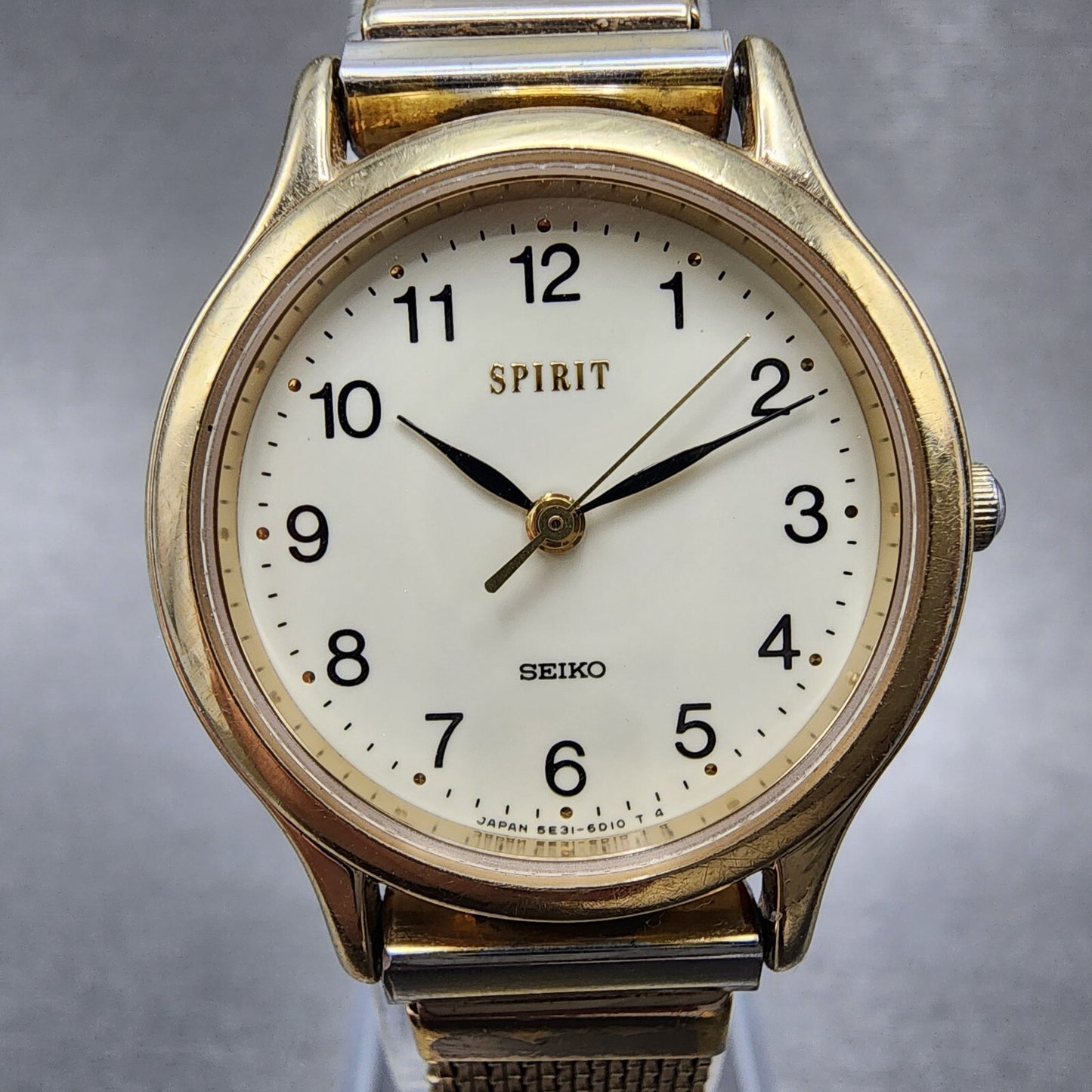 Seiko Spirit Watch Women 26mm Cream Dial Gold Tone 5e316c8a New Battery1