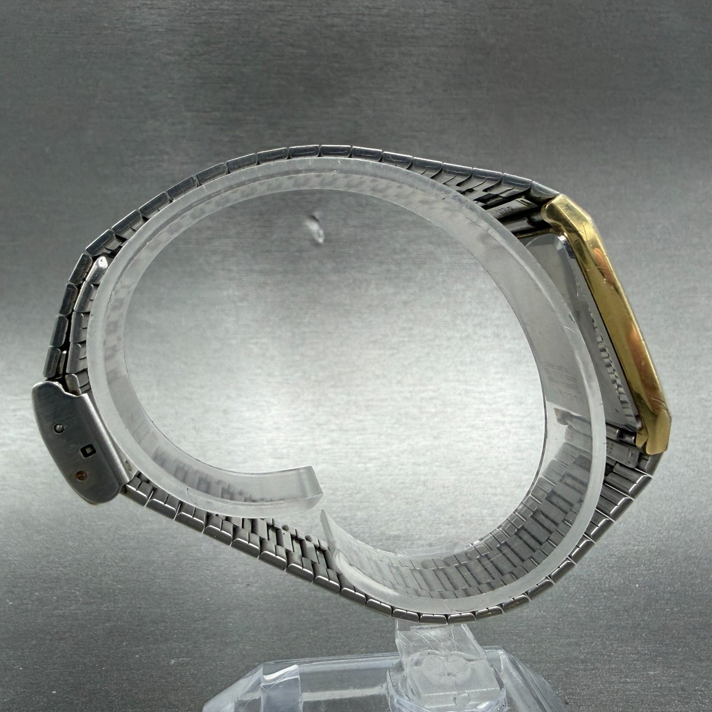 Seiko Tank Watch Men 25mm Champagne Dial Gold Tone 6530-5389 New Battery CRACKED8