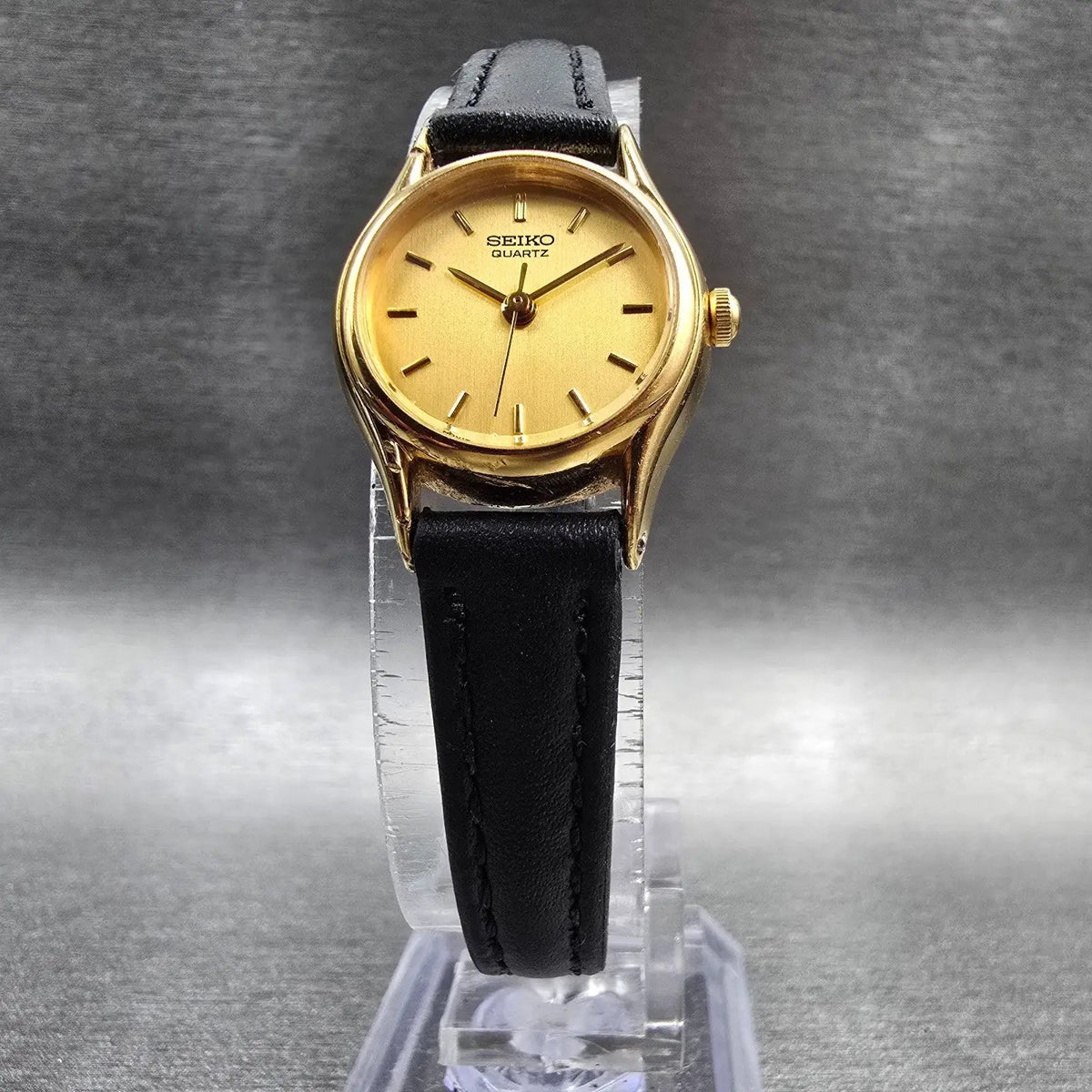 Seiko Watch Women 19mm Gold Dial Gold Tone Round 1N01-0E19 New Battery VTG JP 55